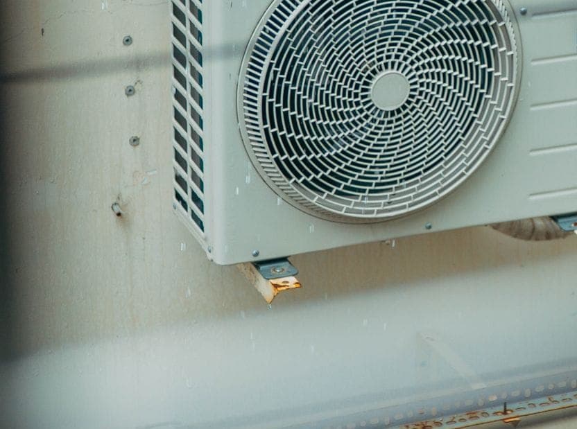 Outdoor heat pump unit ready for a service and clean